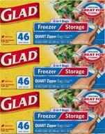 🔒 glad 2 in 1 zipper bags for food storage and freezer - quart size - pack of 3 (46 count each, package may vary), in gray logo