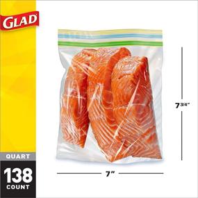 img 3 attached to 🔒 Glad 2 in 1 Zipper Bags for Food Storage and Freezer - Quart Size - Pack of 3 (46 Count Each, Package May Vary), in Gray