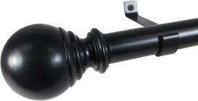 img 3 attached to 🔲 Decopolitan Ball Single Telescoping Drapery Rod Set, Short, Black: 18-36 Inch - Stylish & Versatile Window Treatment