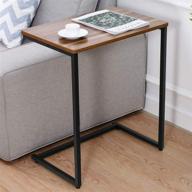 🛋️ compact walnut sofa side table - 26-inch c table end table for small spaces - tv tray laptop snack coffee bedside table for living room bedroom logo