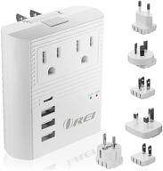 🔌 orei world travel plug adapter m8 max - 3 usb + pd 18w usb-c input - 2 usa outlets - europe, asia, china, japan, africa attachments - ideal for cell phones, tablets, cameras & more logo