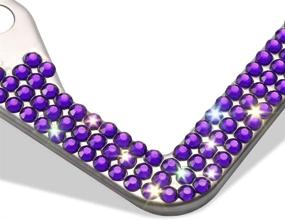 img 2 attached to 💎 2 Pack Bling License Plate Frames by Otostar - Handcrafted 6 Rows Shiny Rhinestones Stainless Steel License Plate Covers with Anti-Theft Screws Caps Set - Violet