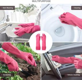 img 1 attached to 🧤 DABOGOSA Mamison Reusable Waterproof Household Dishwashing Cleaning Gloves: Non-Slip Kitchen Glove (2 Pairs, Medium Size)