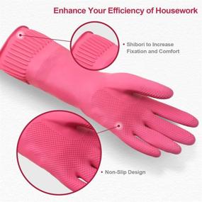 img 3 attached to 🧤 DABOGOSA Mamison Reusable Waterproof Household Dishwashing Cleaning Gloves: Non-Slip Kitchen Glove (2 Pairs, Medium Size)