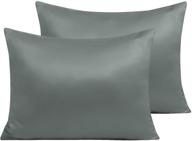 🛏️ ntbay zippered satin pillow cases for hair and skin - luxury standard pillowcases set of 2, 20 x 26 inches - dark grey logo