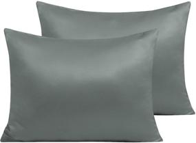 img 4 attached to 🛏️ NTBAY Zippered Satin Pillow Cases for Hair and Skin - Luxury Standard Pillowcases Set of 2, 20 x 26 Inches - Dark Grey