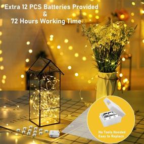 img 1 attached to 🔋 12 Pack Battery Operated Fairy Lights with 3 Speed Modes, Including 12 Extra Replacement Batteries - 7Ft 20 LED Mini String Lights, Waterproof Copper Wire Twinkle Firefly Lights for Christmas