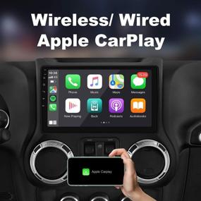 img 2 attached to IYING 10.1-дюймовый беспроводной автомобильный стерео-ресивер CarPlay Android Auto, 4Гб+64Гб Android 10.0, AM/FM радио, WiFi, Bluetooth, GPS навигация, автомобильные мультимедиа - совместим с Jeep Wrangler 2015-2017