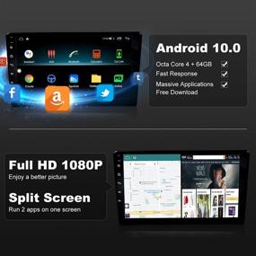 img 3 attached to IYING 10.1-дюймовый беспроводной автомобильный стерео-ресивер CarPlay Android Auto, 4Гб+64Гб Android 10.0, AM/FM радио, WiFi, Bluetooth, GPS навигация, автомобильные мультимедиа - совместим с Jeep Wrangler 2015-2017