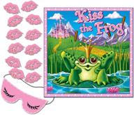 👄 kiss the frog party game - mask & 12 lips included - party accessory (1 count) (1/pkg) - enhanced seo logo