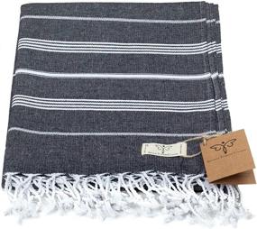 img 1 attached to 🖤 Smyrna Classic Series Turkish Hand Towels Set of 2 – 100% Cotton, 16 x 40 Inches – Decorative Bathroom Peshtemal Towel for Hand, Face, Hair, Gym, Yoga, Tea, Kitchen, and Bath – Black