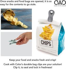 img 2 attached to COOK With COLOR Set of 10 Chip Bag Clips with Magnet, Rubber Bag Clips for Airtight Sealing and Kitchen Storage, Speckled Gray & Teal - Ideal for Organizing and Sealing Needs