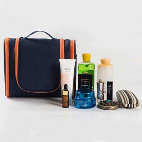 img 3 attached to 🧳 Dark Blue Travel Toiletry Bag Kit with Multiple Compartments - Ideal for Men and Women