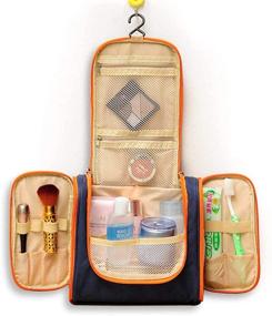 img 4 attached to 🧳 Dark Blue Travel Toiletry Bag Kit with Multiple Compartments - Ideal for Men and Women