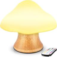 🍄 angtuo wooden mushroom lamp - children's night light silicone led bedside nursery for baby breastfeeding kids bedroom - 16 color changing - 4 brightness - 4 light mode control by remote. new style logo