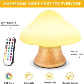 img 3 attached to 🍄 ANGTUO Wooden Mushroom Lamp - Children's Night Light Silicone LED Bedside Nursery for Baby Breastfeeding Kids Bedroom - 16 Color Changing - 4 Brightness - 4 Light Mode Control by Remote. New Style