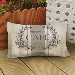 img 1 attached to Modern Vintage French Cafe Decorative Pillow Case - oFloral Throw Pillow Covers - Paris Home Decor - Rectangular 12 x 20 Inch Cushion - Cotton Linen Pillowcase