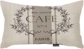 img 4 attached to Modern Vintage French Cafe Decorative Pillow Case - oFloral Throw Pillow Covers - Paris Home Decor - Rectangular 12 x 20 Inch Cushion - Cotton Linen Pillowcase