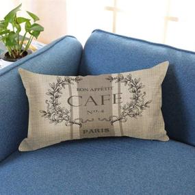 img 2 attached to Modern Vintage French Cafe Decorative Pillow Case - oFloral Throw Pillow Covers - Paris Home Decor - Rectangular 12 x 20 Inch Cushion - Cotton Linen Pillowcase