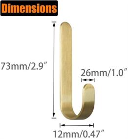 img 3 attached to 🧷 Convenient Pack of 4 Brass Bath Towel Hooks: Brushed Gold Coat Robe Clothes Hook for Wall Mounting - No Screws Required in Bathroom, Kitchen, or Garage