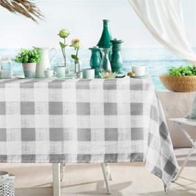 img 1 attached to 🍽️ Lahome Checkered Tablecloth: Spillproof Restaurant Essential