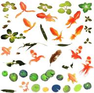 🐠 huture 6 sheets 3d resin koi fish leaves painting sticker goldfish stickers: enhance your resin craft art with crystal epoxy gold fish pond clear film stickers! logo