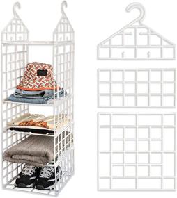 img 4 attached to 🏙️ Maximize Closet Space with our 4 Tier Shelf Hanging Closet DIY Organizer for Clothing, Sweaters, Shoes, Handbags, Clutches & More!