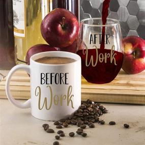 img 3 attached to 🍷 Work-Friendly Glassware Set: Before Work, After Work Coffee Mug and Stemless Wine Glass - Perfect Work Gifts for Boss, Coworker, and Office Friend - Ideal for Celebrating New Job or Work Life