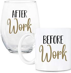 img 4 attached to 🍷 Work-Friendly Glassware Set: Before Work, After Work Coffee Mug and Stemless Wine Glass - Perfect Work Gifts for Boss, Coworker, and Office Friend - Ideal for Celebrating New Job or Work Life