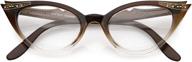 👓 stylish clear lens cat eye glasses with rhinestones - linda belcher bob's burgers inspired vintage cateyes logo