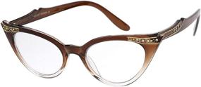 img 3 attached to 👓 Stylish Clear Lens Cat Eye Glasses with Rhinestones - Linda Belcher Bob's Burgers Inspired Vintage Cateyes