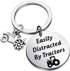 img 4 attached to FEELMEM Funny Farm Tractor Keychain - Ideal Tractor Lover Gift, Perfect for Easily Distracted Tractor Enthusiasts - Farmers' Delightful Gift