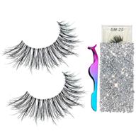 💃 3d mink eyelashes: real siberian handmade, invisible band false lashes pair with 1 tweezers – cruelty-free, natural soft curly fake eyelash strips in deluxe box for women (dm-25) logo