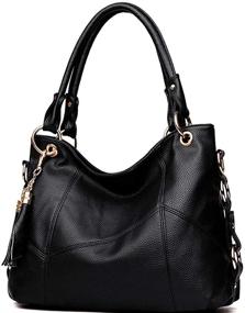 img 4 attached to 👜 Stylish Women's Leather Tassel Shoulder Bag - Tote Handbag Purses Satchel with Handle