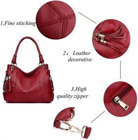 img 1 attached to 👜 Stylish Women's Leather Tassel Shoulder Bag - Tote Handbag Purses Satchel with Handle