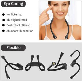 img 1 attached to 📚 OUTXE Rechargeable Neck Reading Light, 2000mAh Book Light for Bedtime Reading, Hands Free Neck Lights, 3 Colors, Adjustable Brightness, Up to 60 Hrs Use - Ideal for Reading, Knitting, Camping, Repairing - Black