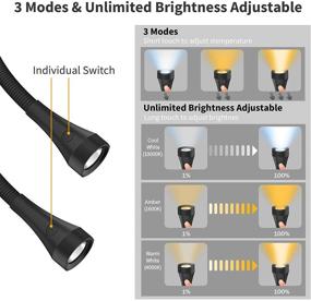 img 2 attached to 📚 OUTXE Rechargeable Neck Reading Light, 2000mAh Book Light for Bedtime Reading, Hands Free Neck Lights, 3 Colors, Adjustable Brightness, Up to 60 Hrs Use - Ideal for Reading, Knitting, Camping, Repairing - Black