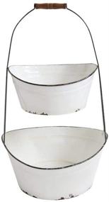 img 1 attached to 🔘 White 2 Tier Metal Bucket by Creative Co-Op - Versatile Storage Solution for Non-Food Items