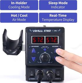 img 2 attached to 🔥 YIHUA 8786D I 2-in-1 Hot Air Rework and Soldering Iron Station with Fahrenheit/Celsius, Cool/Hot Air Conversion, Digital Temperature Correction, and Sleep Function