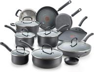 t-fal ultimate hard anodized nonstick 17-piece cookware set in black logo