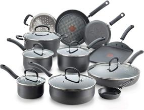 img 4 attached to T-fal Ultimate Hard Anodized Nonstick 17-Piece Cookware Set in Black