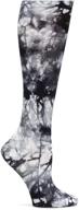 🧦 nurse mates women's 12-14 mmhg wide calf compression trouser sock in a stylish gray and white tie dye design логотип