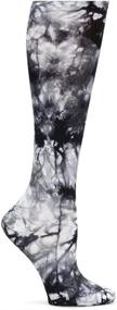 img 1 attached to 🧦 Nurse Mates Women's 12-14 mmHg Wide Calf Compression Trouser Sock in a Stylish Gray and White Tie Dye Design