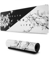 🌸 extra large black and white cherry blossom gaming mousepad xl, extended desk mat with stitched edges, non-slip rubber base - 31.5 x 11.8 inch logo