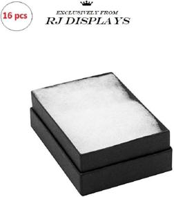 img 2 attached to 🎁 R J Displays 16 Pack Cotton Filled Matte Black Cardboard Jewelry Gift Boxes - 3 X 2 X 1 Inch #32 Size: Perfect for Retail & Gifting