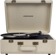 🎵 crosley cr6252a-cr портфель винтаж 3-х скоростной bluetooth проигрыватель в кейсе с встроенными динамиками, кремовый логотип