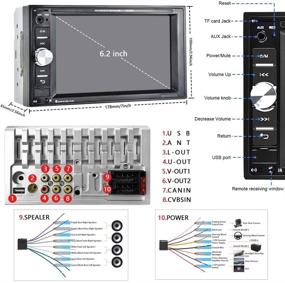 img 3 attached to 🚗 Автомагнитола с сенсорным экраном 6,2 дюйма: двойной DIN, автомагнитола с Bluetooth, FM-приемником, USB/TF/AUX-входом, зеркальным отображением (только для Android), камерами заднего вида и пультом дистанционного управления на руле.
