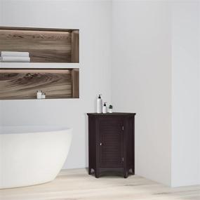 img 3 attached to 🏠 Dark Espresso Freestanding Wooden Bathroom Corner Floor Cabinet by Teamson Home Glancy