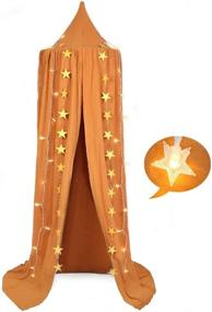 img 4 attached to 🏰 Frideko Bed Canopy: Princess Gauze Mosquito Net with USB Warm White Star Fairy String Lights & Yellow Star Flag - Perfect for Playing, Beach, Home, Nursery, Hotel - Ideal Kids Children Christmas Birthday Gift (Burnt Orange)