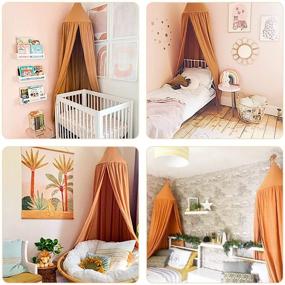 img 3 attached to 🏰 Frideko Bed Canopy: Princess Gauze Mosquito Net with USB Warm White Star Fairy String Lights & Yellow Star Flag - Perfect for Playing, Beach, Home, Nursery, Hotel - Ideal Kids Children Christmas Birthday Gift (Burnt Orange)